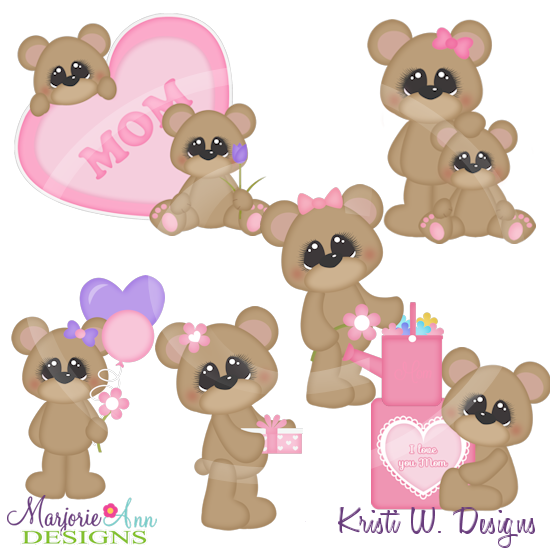 I Love You Mom Bears Cutting Files-Includes Clipart - Click Image to Close